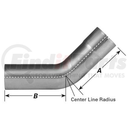 10315 by ANSA - Elbow - 45deg, 4" Dia., ID-OD, 9 1/4"- 9-1/4" Lgth, 8" CLR, Aluminized