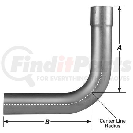 10557 by ANSA - Elbow - 90deg, 5" Dia., ID-OD, 11"- 11" Lgth, 5 1/2" CLR, Aluminized