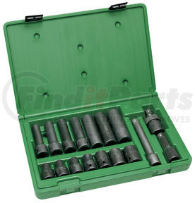4050 by SK HAND TOOL - 1/2" Dr 6 Pt STD and Deep SAE ImpactSocket Set 17 Pc