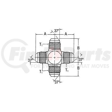 2020-12-12S by WEATHERHEAD - Aeroquip Adapter - SAE 37 Cross Adapter