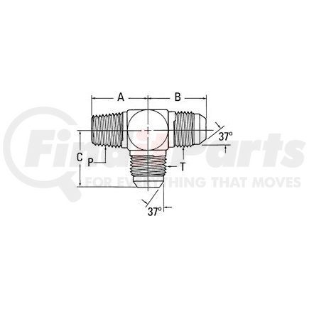 2028-2-4S by WEATHERHEAD - Aeroquip Adapter - Adaptor MP x MJ x MJ Tee