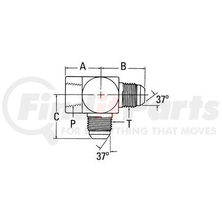 2029-2-4S by WEATHERHEAD - Aeroquip Adapter - Adaptor FP x MJ x MJ Tee