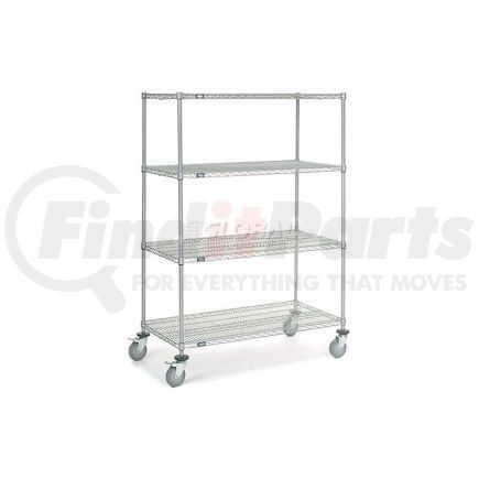 168219B by GLOBAL INDUSTRIAL - Nexel&#174; Chrome Wire Shelf Truck 48x24x69 1200 Pound Capacity with Brakes