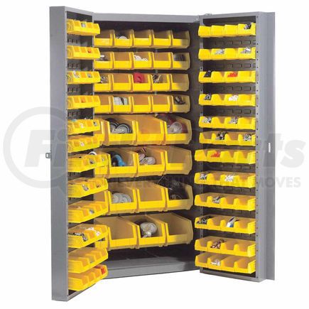 603401YL by GLOBAL INDUSTRIAL - Global Industrial&#153; Bin Cabinet Deep Door - 136 Yellow Bins, 16-Gauge Assembled Cabinet 38x24x72