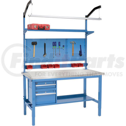 319319BL by GLOBAL INDUSTRIAL - Global Industrial&#153; 60x30 Production Workbench - Stainless Steel Square Edge Complete Bench Blue