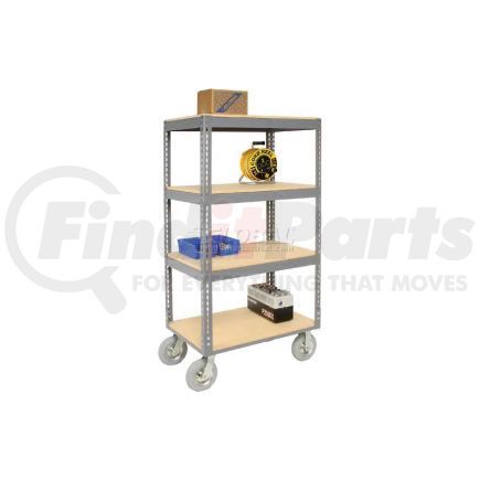 585424 by GLOBAL INDUSTRIAL - Global Industrial&#153; Easy Adjust Boltless 4 Shelf Truck 48x24 W/ Wood Shelves, Pneumatic Casters