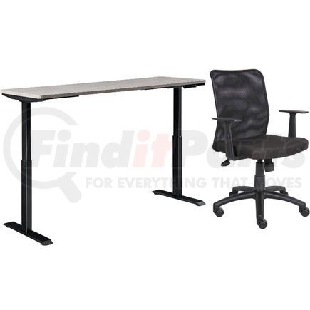 695781GY-B by GLOBAL INDUSTRIAL - Interion&#174; Height Adjustable Table with Chair Bundle - 72"W x 30"D, Gray W/ Black Base