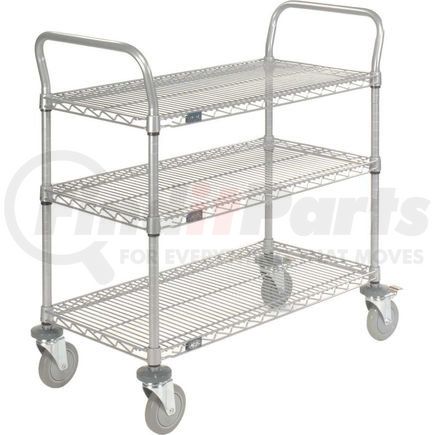 168210B by GLOBAL INDUSTRIAL - Nexel&#174; Utility Cart, 3 Shelf, Nexelate&#174; , 36"L x 18"W x 39"H, Polyurethane Brake Casters