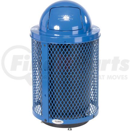 261948RBLD by GLOBAL INDUSTRIAL - Global Industrial&#153; Outdoor Steel Diamond Recycling Can With Dome Lid & Base, 36 Gallon, Blue