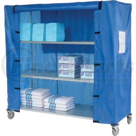 436941 by GLOBAL INDUSTRIAL - Nexel&#174; Galvanized Steel Linen Cart with Nylon Cover, 4 Shelves, 60"L x 18"W x 80"H