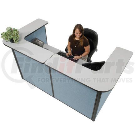 249008GB by GLOBAL INDUSTRIAL - Interion&#174; U-Shaped Reception Station, 88" W x 44"D x 44"H, Gray counter, Blue Panel