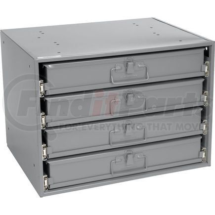 493506 by GLOBAL INDUSTRIAL - Durham Steel Compartment Box Rack Heavy Duty Bearing 20 x 15-3/4 x 15 with 4 of 16-Compartment Boxes