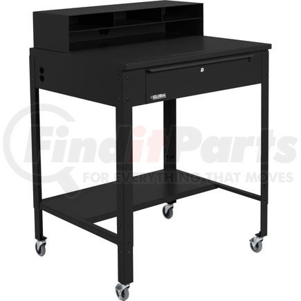 319355CBK by GLOBAL INDUSTRIAL - Global Industrial&#153; Mobile Shop Desk - Pigeonhole Riser 34-1/2 x 30 x 38 Flat Surface - Black