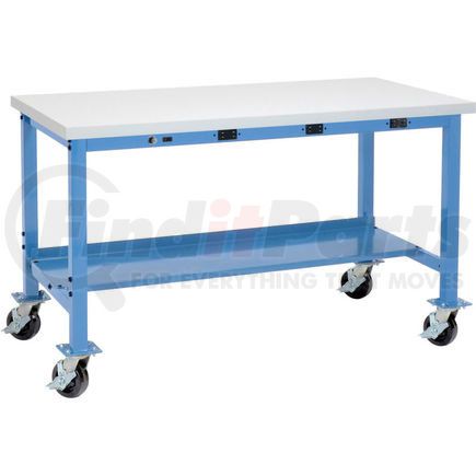 249413BL by GLOBAL INDUSTRIAL - Global Industrial&#153; 72 x 36 Mobile Lab Workbench - Power Apron - Laminate Square Edge - Blue