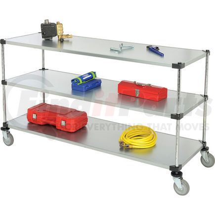 188894 by GLOBAL INDUSTRIAL - Nexel&#174; Adjustable Solid Galvanized Shelf Cart 72x24 3 Shelves 800 Lb. Cap