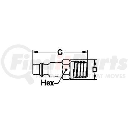 14 by WEATHERHEAD - Hydraulic Coupling / Adapter - 0.88" hex, 3/8-18 NPTF thread, Push-to-Connect