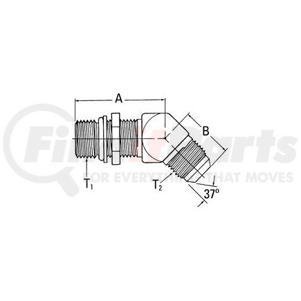 2061-8-6S by WEATHERHEAD - Aeroquip Adapter - 45 DEG/COM UNO/JIC M/M