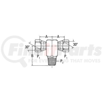 2254-4-4S by WEATHERHEAD - Aeroquip Adapter - NPSM x NPSM x MP Tee