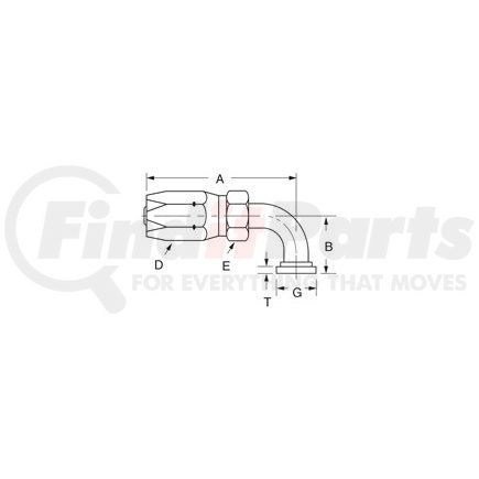 10412N-G72 by WEATHERHEAD - Eaton Weatherhead 104 N series Field Attachable Hose Fittings SAE Code 61 90 Elbow