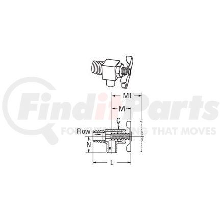 120 by WEATHERHEAD - Hydraulics Adapter - Drain COCK W/ Angle BIB Drain