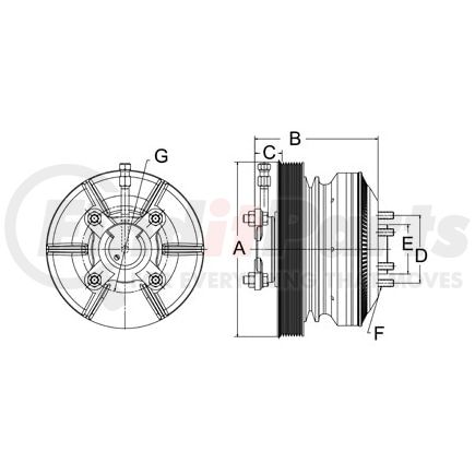 999468 by HORTON - CLUTCH*DM SE 21*CAT,229.6,8PK/1V,65.0 PLT,20.7 STUDS