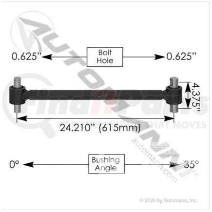 TMR536 by AUTOMANN - Torque Rod - 24.210 in., for Freightliner (AUTOMANN)