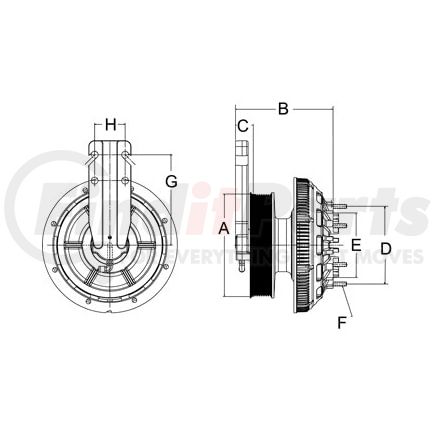 Horton 999960 Engine Cooling Fan Clutch CLUTCH*DM2S*CAT,8-PK,217.1,126.9 PLT,26.6 STUDS