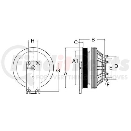 Horton 999979 Engine Cooling Fan Clutch NLA (Use 99A9979) CLUTCH*DM2S*CAT,237.5,10-PK,126.9 PLT,26.6 STUDS