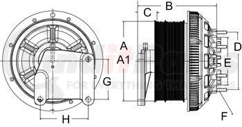 Horton 999959 Engine Cooling Fan Clutch CLUTCH*DM2SPE*CAT,210.0,6-PK/12-PK,126.9 PLT,26.6 STUDS
