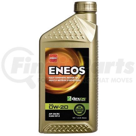 3701300 by ENEOS - Fully Synthetic Motor Oil, 0W-20 API SP, ILSAC GF-6A, dexos1 Gen3, 1qt bottle.