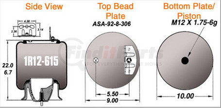 1R12-615 by CONTINENTAL AG - [FORMERLY GOODYEAR] AIR SPRING