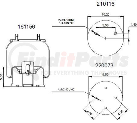 198755-CS by CONNECT AIR SPRINGS - Replacement Air Bag
