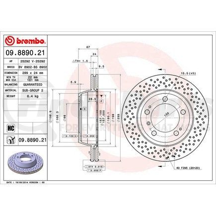 09 8890 21 by BREMBO - Premium UV Coated Front Right Brake Rotor