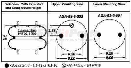 AS2B12300 by BWP-NSI - Goodyear Air Spring