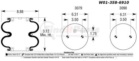 BWP-NSI AS6910 Suspension Air Spring Kit Firestone Air Spring
