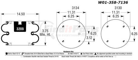 BWP-NSI AS7136 Suspension Air Spring Kit Firestone Air Spring