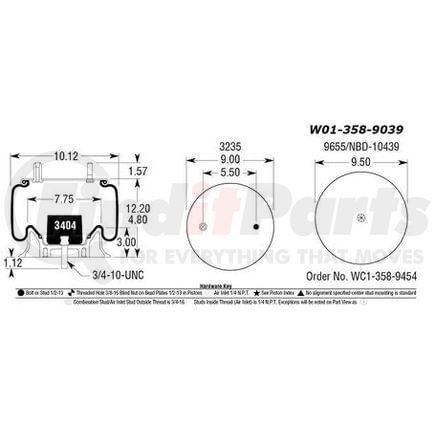 BWP-NSI AS9039 Air Suspension Spring Firestone Air Spring