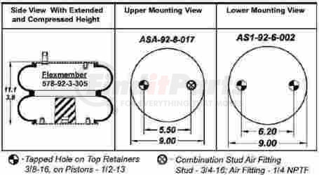 BWP-NSI AS7403 Suspension Air Spring Kit Firestone Air Spring