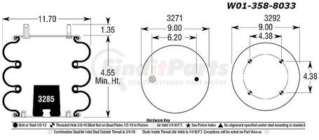 BWP-NSI AS8033 Suspension Air Spring Kit Firestone Air Spring
