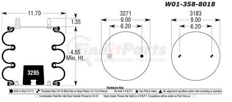 BWP-NSI AS8018 Suspension Air Spring Kit Firestone Air Spring