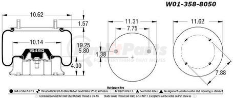 BWP-NSI AS8050 Air Suspension Spring Firestone Air Spring