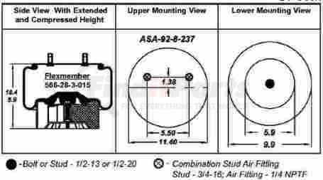 BWP-NSI AS8091 Air Suspension Spring Firestone Air Spring