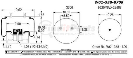 BWP-NSI AS8709 Air Suspension Spring Firestone Air Spring