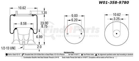 BWP-NSI AS9780 Air Suspension Spring Firestone Air Spring