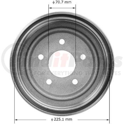 PDR0448 by BENDIX - Brake Drum - Cast Iron, 8.86 Inch Diameter, 5 Lug Holes