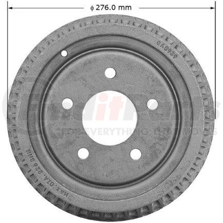 PDR0451 by BENDIX - Brake Drum - Rear, 8.86", Cast Iron, Natural, 5 Lug Holes, 115mm Bolt Circle