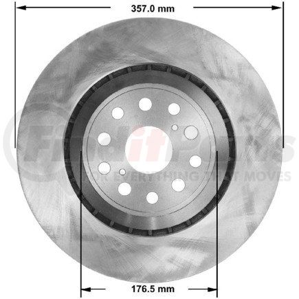 PRT5801 by BENDIX - Disc Brake Rotor - Iron, 14.06 Inch Diameter, 1.339 Inch Thick, Vented, Smooth