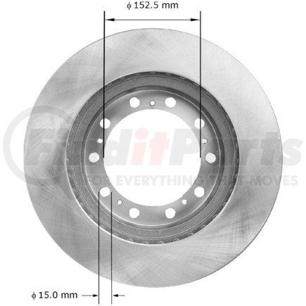 PRT5345 by BENDIX - Disc Brake Rotor - Iron, 15.00 Inch, 1.440 Inch Thick, Vented, Smooth