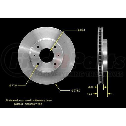 Bendix PRT5508 Disc Brake Rotor Disc Brake Rotor - Iron, 10.86 Inch, 1.024 Inch Thick, Vented, Smooth