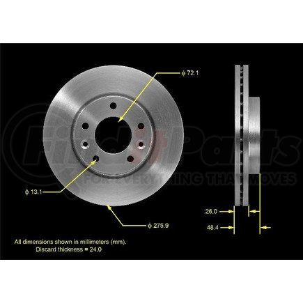 PRT5524 by BENDIX - Disc Brake Rotor - Iron, 11.78 Inch, 1.024 Inch Thick, Vented, Smooth